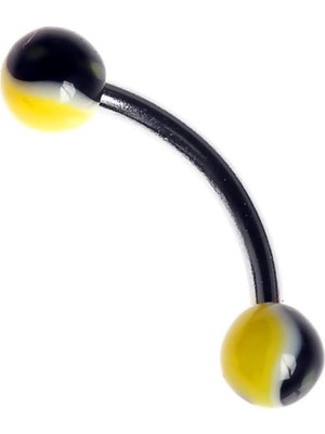 Ozka Concept Rouge Moulin Curved Barbel 316 L Bioplast Piercing TDGR00857, Sarı-Siyah