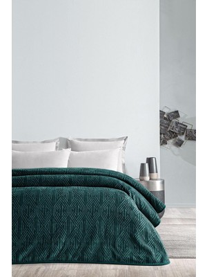 Ozka Concept Puffy Melan Çift Kişilik Emboss Battaniye - Petrol Yeşili, 200 x 220