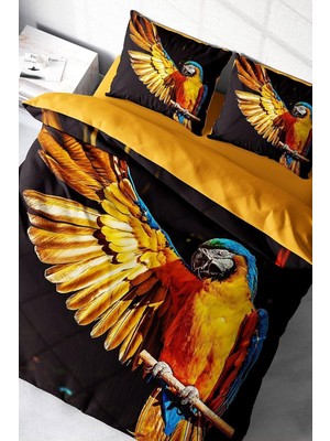 Ozka Concept MONOHOME%100 Pamuk Saten Çift Kişilik Nevresim Takımı Macaw Parrot Desenli, MONOHOME40017