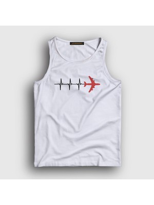 Presmono Unisex Beyaz Heartbeat Pilot Airplane Uçak Atlet