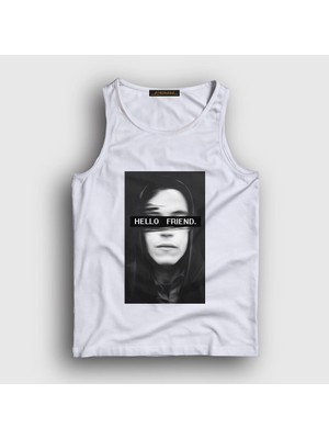 Presmono Unisex Beyaz Hello Friend Hacker Mr Robot Atlet