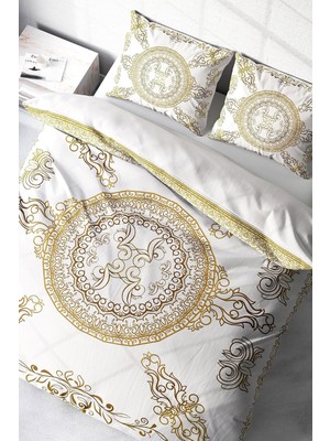 Ozka Concept MONOHOME%100 Pamuk Saten Çift Kişilik Nevresim Takımı Gold Baraque, MONOHOME39998