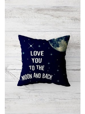 Ozka Concept Pelangi Love You To The Moon And Back Çift Tarafı Baskı Gizli Fermuarlı Yastık Kılıfı Kırlent Yastı