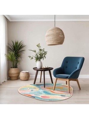 Ozka Concept Relaf Şönil Kaymaz Pamuk Tabanlı Yıkanabilir Antibakteriyel Asimetrik Salon Halısı 100X100
