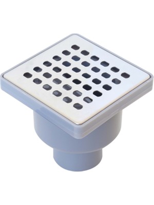 Leva House Fatex 10 x 10 cm Ø 50 Plastik Çerçeve Alttan Çıkış Yer Süzgeci ( 430 Paslanmaz Süzgeçli )