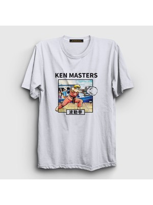 Presmono Unisex Beyaz Ken Oyun Street Fighter T-Shirt