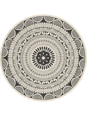 Ozka Concept Marena Kadife Kaymaz Pamuk Tabanlı Yıkanabilir Antibakteriyel Yuvarlak Salon Halısı 140X140