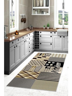 Ozka Concept Pelangi Open Temalı Yıkanabilir Kaymaz Taban Tutmaz Mutfak Halısı, Yeşil 8