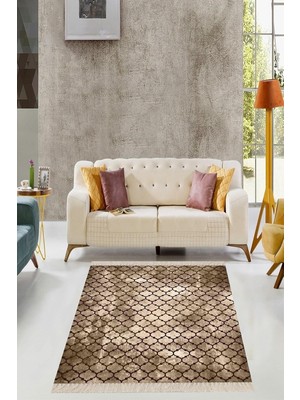 Ozka Concept Pelangi Kahverengi Geometrik Desenli Halı, Kahverengi 100 x 200