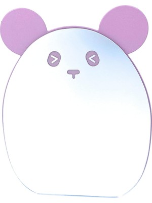 Ozka Concept Çocuklar Için Makyaj Aynası Kawaii Kompakt Masaüstü Aynası Kızlar Için Masa Aynası Mor Panda Ayaklı