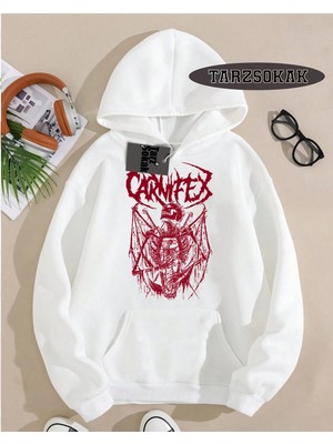 Tarzsokak Kapşonlu Sweatshirt Beyaz Carnifex Özel Tasarım