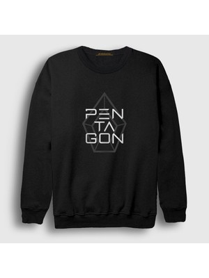 Presmono Unisex Siyah Logo K-Pop Pentagon Sweatshirt