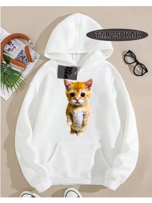 Tarzsokak Kapşonlu Sweatshirt Beyaz El Gato Özel Tasarım