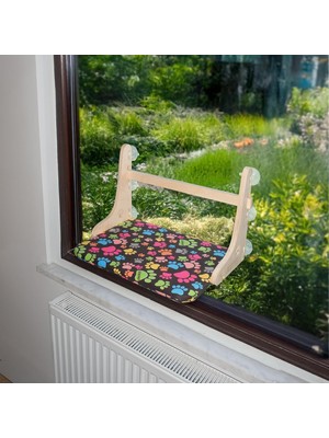 Ozka Concept Gobypet Güçlü Vantuzlu Cam Yatağı, Cama Asılan Ahşap Yatağı, Pencere Önü Dinlenme Alanı,