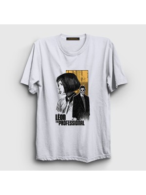 Presmono Unisex Beyaz Poster Film Leon T-Shirt