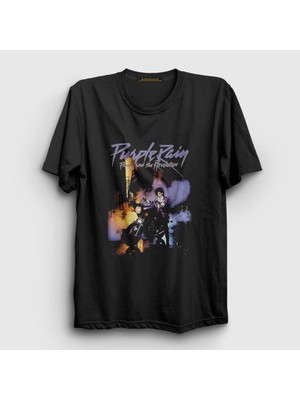 Presmono Unisex Siyah Purple Rain Prince T-Shirt