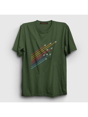 Presmono Unisex Haki Show Pilot Airplane Uçak T-Shirt