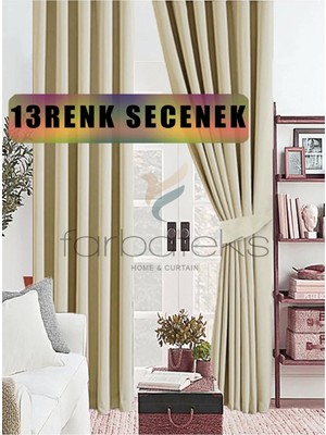 Ozka Concept Farbateks Bej Vizon Kalın Güneşlik Blackout Kararma Fon Perde Düz Dikim 460 x 260