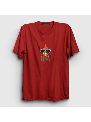 Presmono Unisex Kırmızı Sunglasses Chicken Tavuk T-Shirt