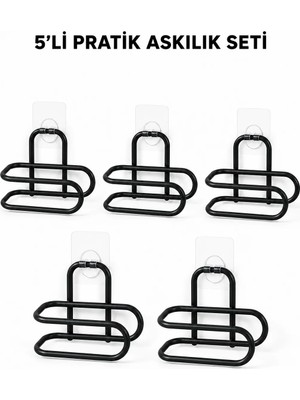 Negok Siyah Metal Wc Kağıtlık Yapışkanlı Tuvalet Kağıdı Rulo Tutucu 5 Adet Avantajlı Set
