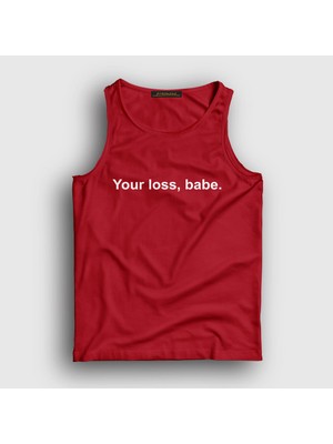 Presmono Unisex Kırmızı Your Loss Babe Atlet