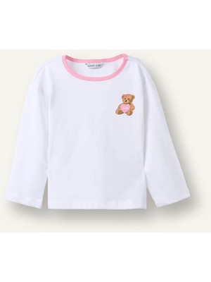 Defacto Figürlü Penye Beyaz Kız Bebek Uzun Kollu T-Shirt I0577A5/WT34