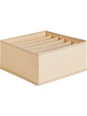 Ozka Concept Textile 6 Bölmeli Bej Balıksırtı Çekmece Içi Düzenleyici Kutu 28 x 28 x 13 cm