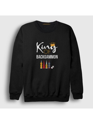 Presmono Unisex Siyah King Of Backgammon Oyun Tavla Sweatshirt