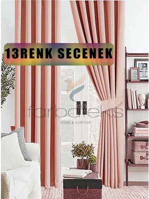 Ozka Concept Farbateks Pudra Gülkurusu Pembe Renk Kalın Güneşlik Blackout Kararma Fon Perde Düz Dikim 300 x 250