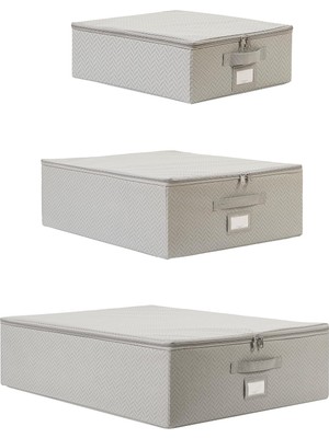 Ozka Concept Textile 3'lü Gri Balıksırtı Destekli Hurç Set 31 x 38 x 12 + 45 x 55 x + 55 x 70 x