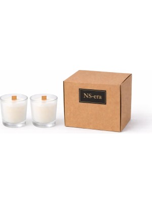 Ozka Concept Vanilya Kokulu Mum Seti, Ahşap Fitil, 2’li Cam Bardak Mum, 40 Ml, Dekoratif & Hediyelik