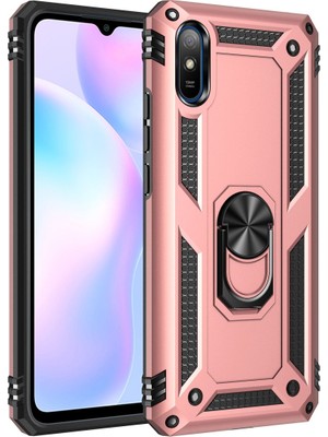 Fırsatkolik Redmi 9A Kılıf Sofya Yüzüklü Silikon Kapak - Rose