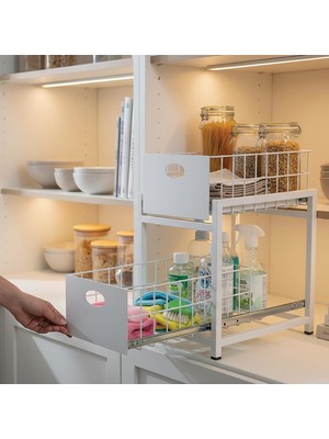 Ozka Concept 2 Çekmeceli Organizer Sepet – 25X42 Cm, Raylı Sistem, Çok Amaçlı Kullanım (Beyaz)
