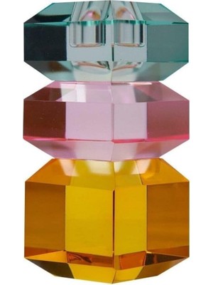 Ozka Concept Kristal Mum Tutucu, L. Nane/l. Pembe/sarı, 6X6X13 cm