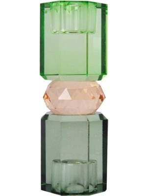 Ozka Concept Kristal Mum Tutucu, Yeşil-Şeftali-Zeytin - 15X5,5 cm