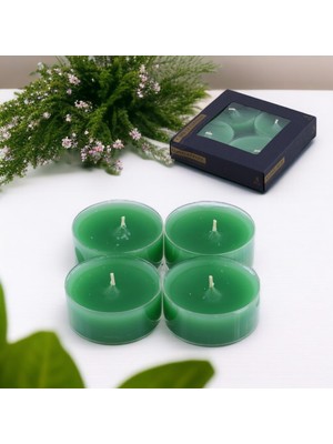 Ozka Concept Tealight Kapsül Mum 4X43 gr Dekoratif Mumu Kandil Hediyelik Fitilli Mumluk Şamdan Yeşil Renk Kokulu