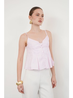 Very Moda Çizgili Askılı Bluz | D2791