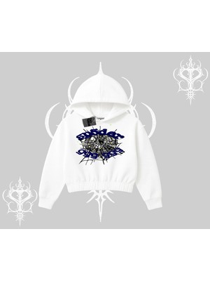 Tarzsokak Beyaz Crop Kapşonlu Sweatshirt SP55DER