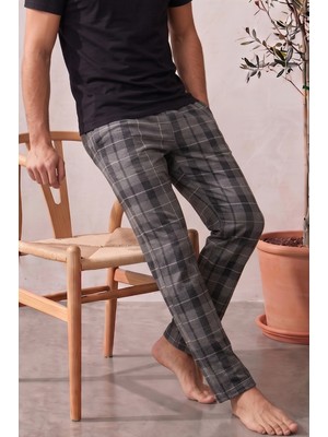 Farya Home Pamuklu Ekose Kareli Yazlık Erkek Pijama Altı Pantolon