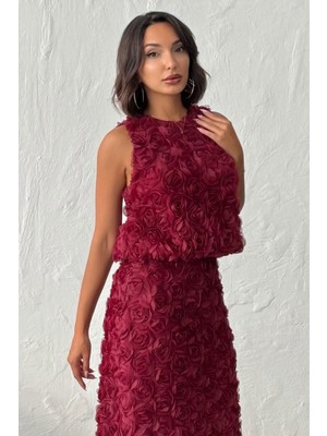 Very Moda Gül Süzüneli Kolsuz Bluz | F1989
