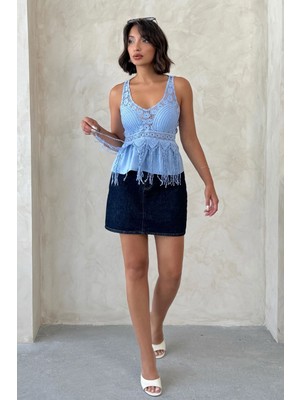 Very Moda Güpür Detaylı Askılı Bluz| D2892
