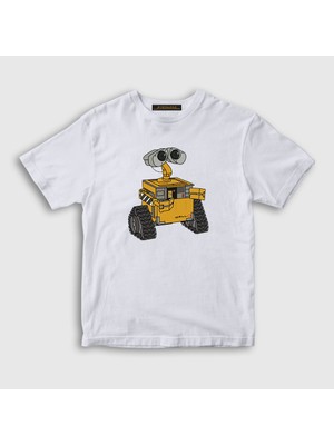 Presmono Unisex Çocuk Beyaz Cute Wall E Eve T-Shirt