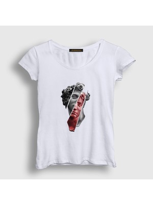 Presmono Kadın Beyaz David Davut Michelangelo T-Shirt