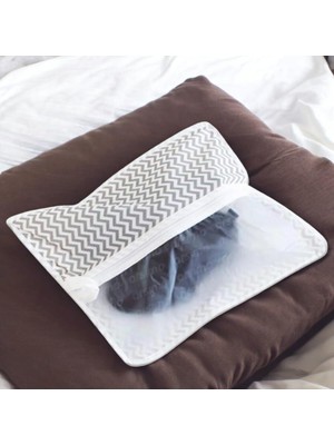 Ozka Concept 2 Adet Ayakkabı Saklama Hurcu Zigzag Desenli, 2'li Set, Pencereli, Askılı Dolap Düzenleyici, Gri