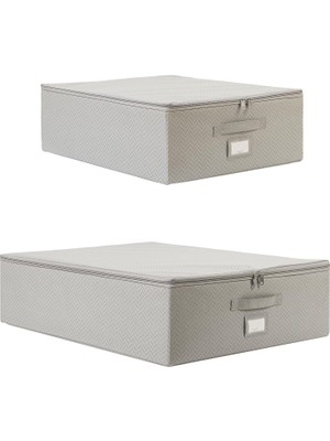 Ozka Concept Textile 2'li Gri Balıksırtı Destekli Hurç Set 45 x 55 x + 55 x 70 x cm