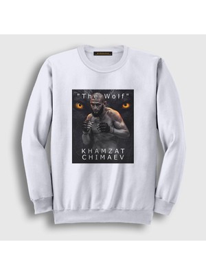 Presmono Unisex Beyaz Wolf Kurt Khamzat Chimaev Mma Ufc Sweatshirt