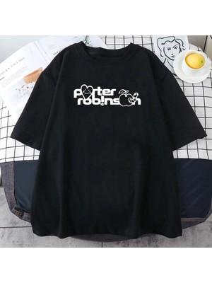 Tarzsokak Siyah Karikatür Tee Porter Robinson Gülümseme Dünya