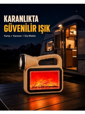 Negok Solar Alev Işığı Cob Teknolojili Taşınabilir El Feneri ve Kamp Lambası