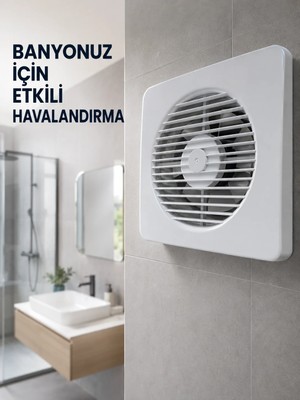 Negok 20 W Havalandırma Fanı 150 mm Bağlantı Çapı 20,8 x 20,8 cm Dekoratif Aspiratör