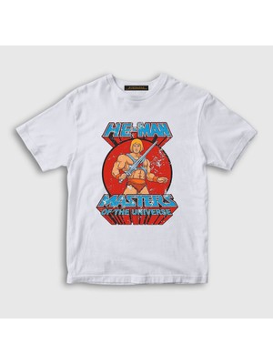 Presmono Unisex Çocuk Beyaz Masters Of The Universe He Man T-Shirt